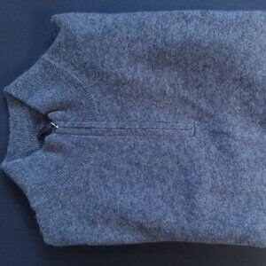Tahari Luxe 100% Cashmere Half Zip Mock Neck Pullover Grey Sweater Mens XL